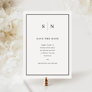 Minimal and Chic Black and White Border Wedding Save The Date