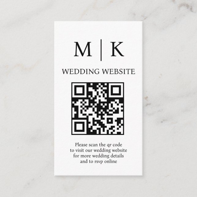 Minimal and Chic | Black and White QR Code Wedding Enclosure Card (Front)