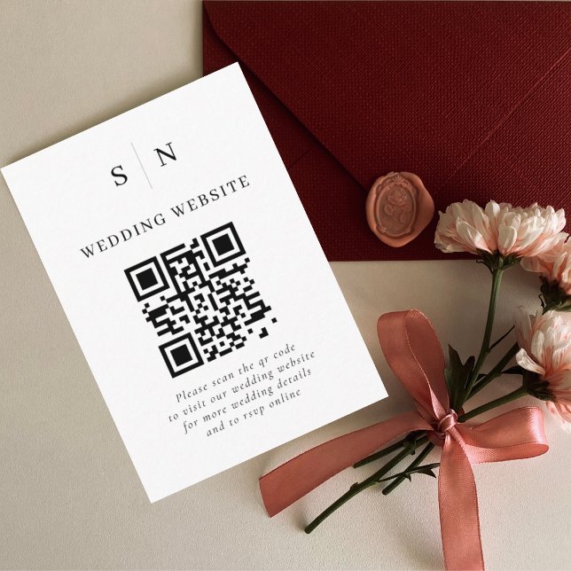 Minimal and Chic | Black and White QR Code Wedding Enclosure Card (Creator Uploaded)