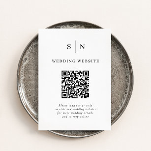 Minimal and Chic   Black and White QR Code Wedding Enclosure Card