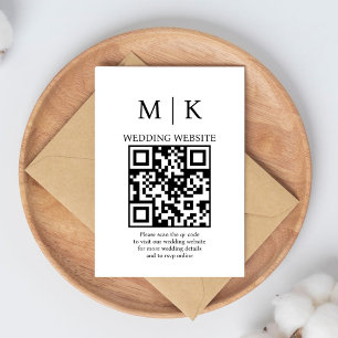 Minimal and Chic   Black and White QR Code Wedding Enclosure Card