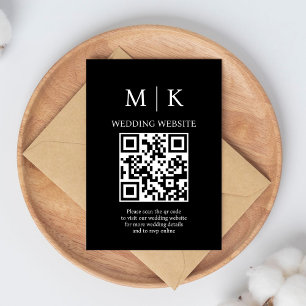 Minimal and Chic   Black and White QR Code Wedding Enclosure Card