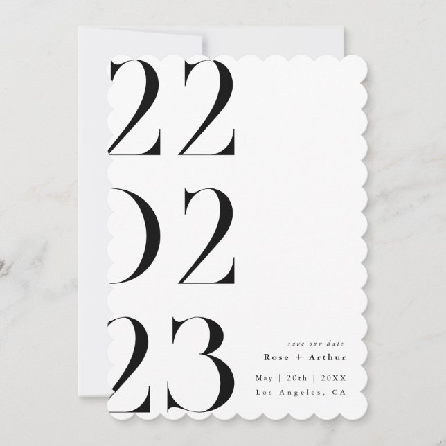 Minimal and chic black and white Save the date Invitation (Front)