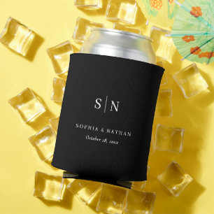 Minimal and Chic Black and White Wedding Can Cooler