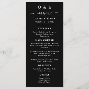 Minimal and Chic   Black and White Wedding Dinner Menu