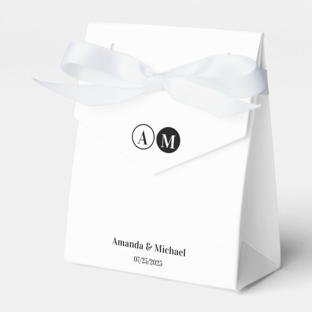 Minimal and Chic Black and White Wedding  Favour Box (Front Side)