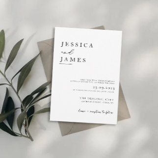 Minimal and Chic Black and White Wedding  Invitation