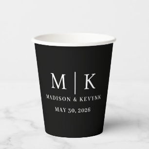 Minimal and Chic   Black and White  Wedding Paper Cups