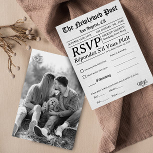 Minimal and Chic Black and White Wedding RSVP Card