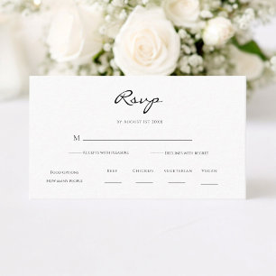Minimal and Chic Black and White Wedding RSVP Enclosure Card