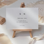 Minimal and Chic | Black and White Wedding Thank You Card<br><div class="desc">These elegant,  modern wedding thank you cards feature a simple black and white text design that exudes minimalist style. Add your initials or monogram to make them completely your own.</div>