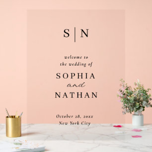Minimal and Chic   Black and White Wedding Welcome Acrylic Sign