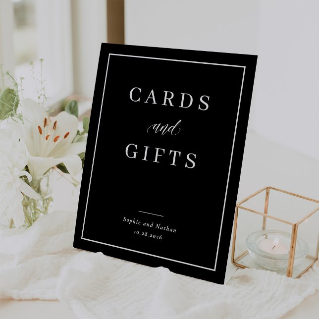 Minimal and Chic Black | Cards and Gifts Wedding Pedestal Sign (Creator Uploaded)