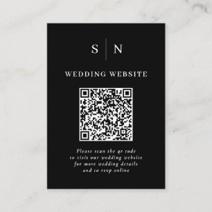 Minimal and Chic   Black QR Code Wedding Enclosure Card