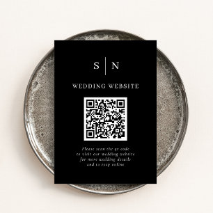 Minimal and Chic   Black Scannable QR Code Wedding Enclosure Card