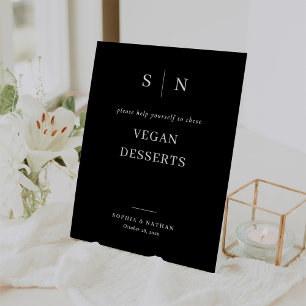 Minimal and Chic Black   Vegan Desserts Wedding Pedestal Sign