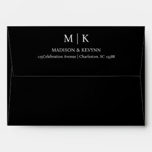 Minimal and Chic   Black Wedding Monograms Classic Envelope
