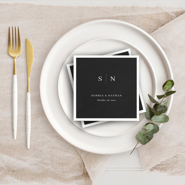 Minimal and Chic | Black Wedding Napkin (Creator Uploaded)