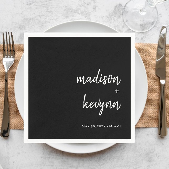 Minimal and Chic | Black Wedding Napkins (Creator Uploaded)
