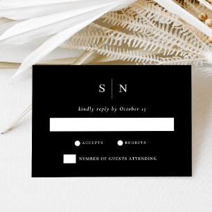 Minimal and Chic Black Wedding RSVP Card