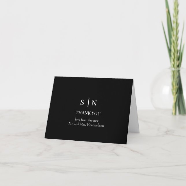 Minimal and Chic | Black Wedding Thank You Card (Front)