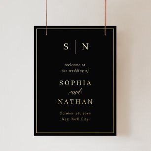 Minimal and Chic Black Wedding Welcome in Gold Foil Prints
