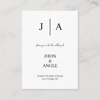 Minimal and Chic Black White Wedding Invitation