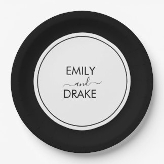 Minimal and Chic Black White Wedding Paper Plate