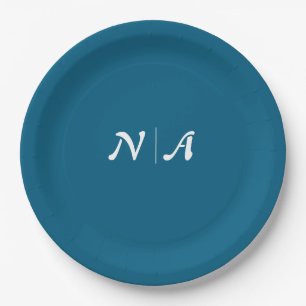 Minimal and Chic Blue and White Monogram Paper Plate