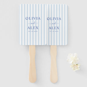 Minimal and Chic Blue French Personalised Wedding Hand Fan