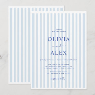 Minimal and Chic Blue French Personalised Wedding  Invitation