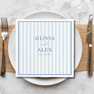 Minimal and Chic Blue French Personalised Wedding Napkin