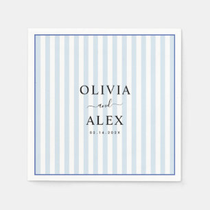 Minimal and Chic Blue French Personalised Wedding Napkin