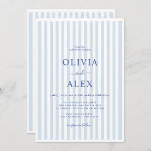 Minimal and Chic Blue French Personalized Wedding  Invitation