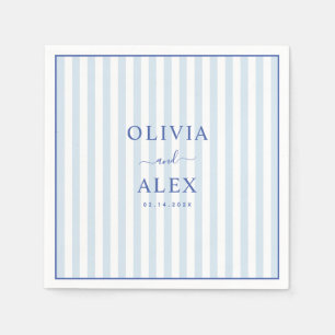 Minimal and Chic Blue French Personalized Wedding Napkin