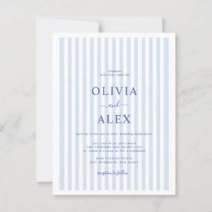 Minimal and Chic Blue French Personalized Wedding Postcard