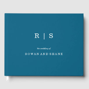 Minimal and Chic Blue   White Border Guest Book