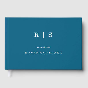 Minimal and Chic Blue White Border Guest Book
