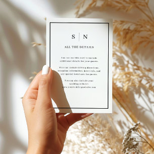 Minimal and Chic Border   Wedding Guest Details Enclosure Card