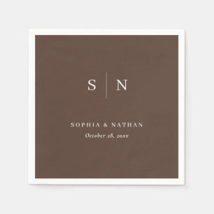 Minimal and Chic   Brown and Cream Wedding Napkin