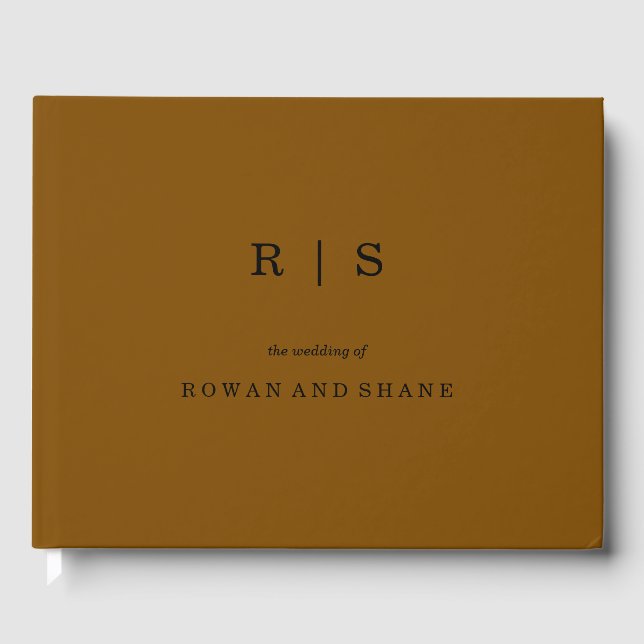 Minimal and Chic Brown | Black Font Wedding Guest  Book (Front)