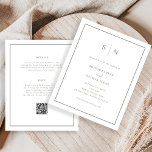 Minimal and Chic Budget QR Code Wedding Invitation<br><div class="desc">These elegant, modern, budget all-in-one wedding invitations are printed on a paper sheet. They feature a simple white and sage green minimalist text design, with a classic frame at the border. Add your initials or monogram to make them completely your own. The back of the invitation has room to add...</div>