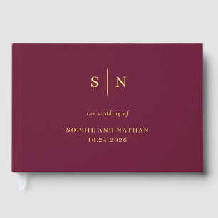Minimal and Chic Burgundy and Gold Foil Wedding Guest Book