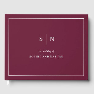 Minimal and Chic Burgundy Border Wedding Guest Book