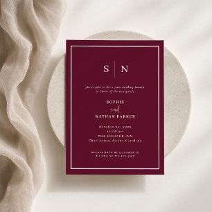 Minimal and Chic Burgundy Post-Wedding Brunch Invitation