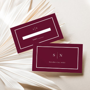 Minimal and Chic Burgundy Red Wedding Flat Place Card