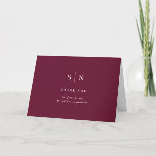 Minimal and Chic   Burgundy Red Wedding Thank You Card