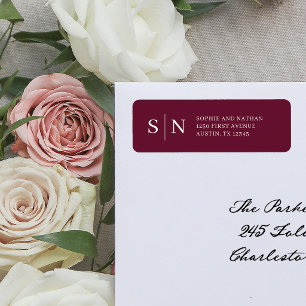 Minimal and Chic Burgundy Return Address