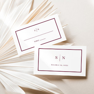Minimal and Chic Burgundy Wedding Flat Place Card