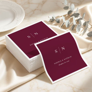 Minimal and Chic Burgundy Wedding Napkin